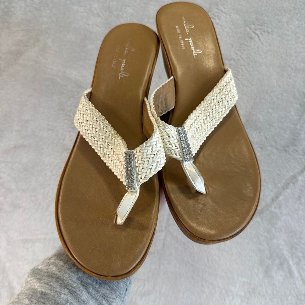 Mila Paoli Braided Leather Wedge Sandals size 9